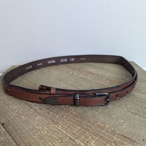 Vintage Jacob Leather Belt – Adjustable Brown Waist Belt – Minimalist Slim 1” Be